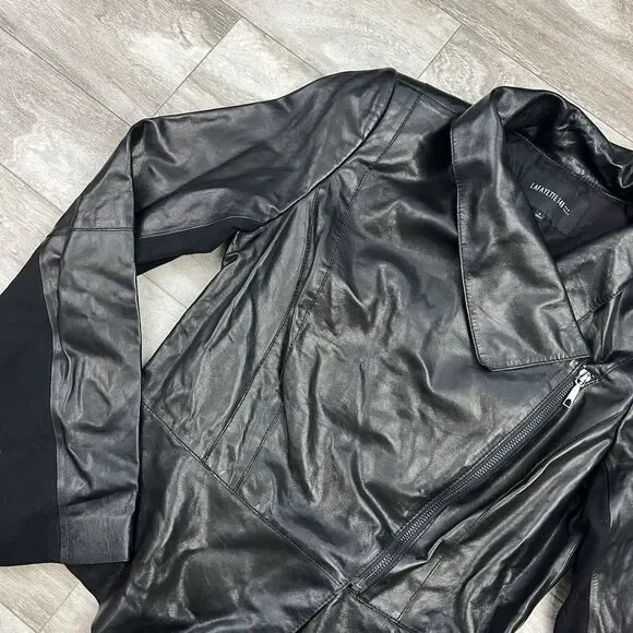 Lafayette 148 New York Moto Leather Zip Up Jacket - Picture 2 of 9